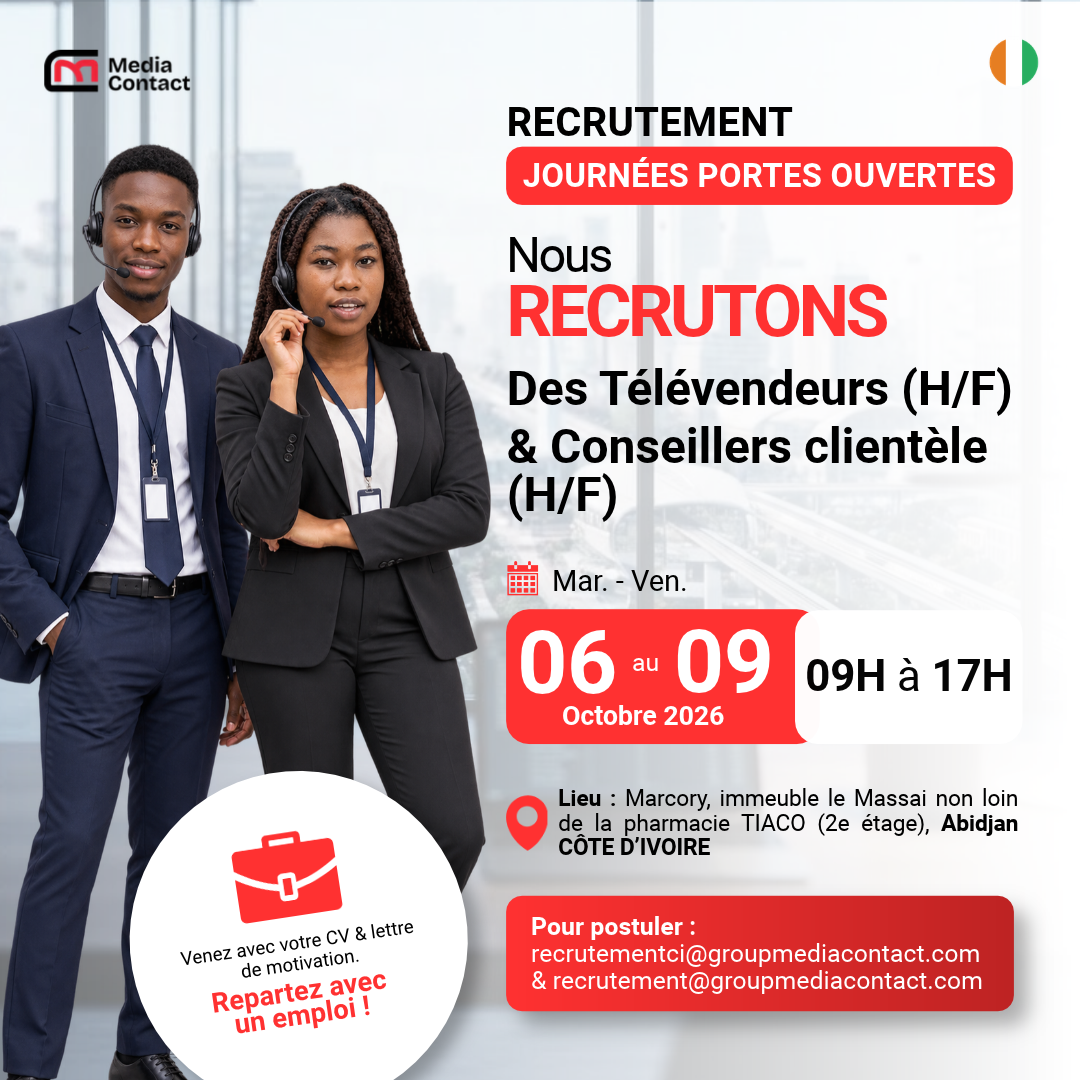 JOURNEES PORTES OUVERTES : RECRUTEMENT DE TELEVENDEURS (H/F) ET CONSEILLERS CLIENTELE (H/F)